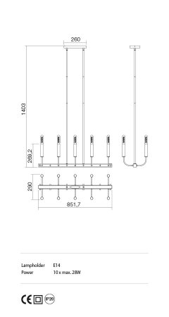 Candelabru Incanti Konig IKN C10 06 12 E14 10x28W Metal BLACK/ANTIQUE BRASS IP20 [1]