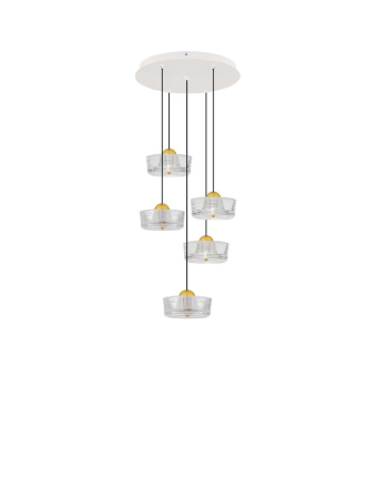 ILUMINAT INTERIOR - Candelabru Nova Luce KEROS 9695280 Platinum Gold Aluminium & Structured Acrylic Sandy White Base LED 23W 1554lm 3000K IP20