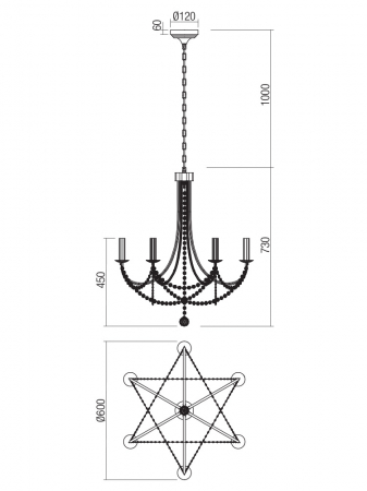 Candelabru Smarter Aphrodite 02-995 Metal Sand Black E14 6x28W   IP20 [1]