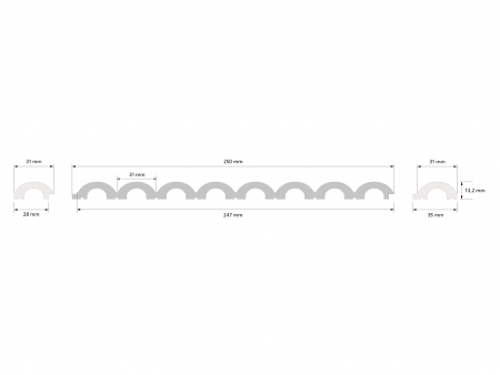 Capat stanga panou riflat Polimer Rigid Polyforce Mardom Duna WP001L 2700x31x132 Alb Mat [1]