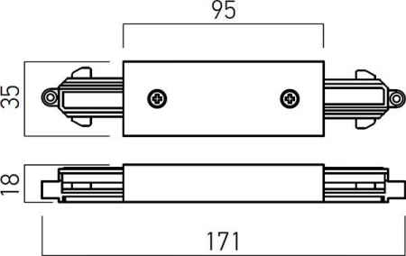 Conector liniar "I" Arelux MT MT1018 BK Negru mat IP20 [1]