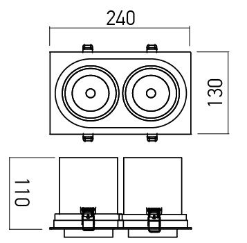 Corp iluminat încastrat Arelux XSLIDE SI04WW SWH 50W COB CREE 3000K 4196 lm 220-240V AC CRI90 Alb sablat IP40 [1]