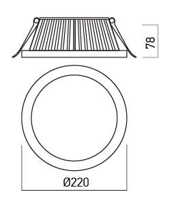 Corp încastrat formă rotundă Arelux XCLASS CLS02WW MWH 40W SMD 2835 EDISON 3000K 2799 lm 220-240V AC CRI80 Alb Sablat IP54 [1]