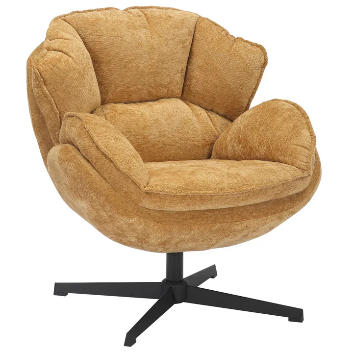 Fotolii - Fotoliu rotativ BETTY, galben/negru, stofa clasica/metal, 73x87x83 cm