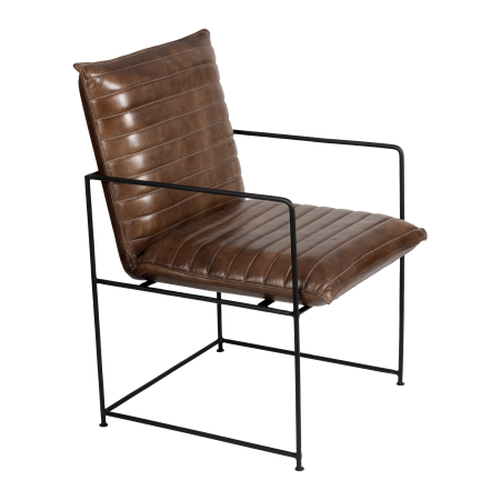 Fotolii - Fotoliu YAMATSURI 424753, piele, maro, metal negru