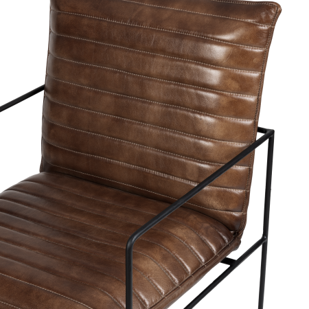 Fotoliu YAMATSURI 424753, piele, maro, metal negru [1]