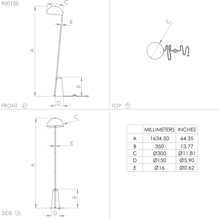 Lampadar EGLO Aranzola E27 1x40W  lm Otel Black IP20 [3]