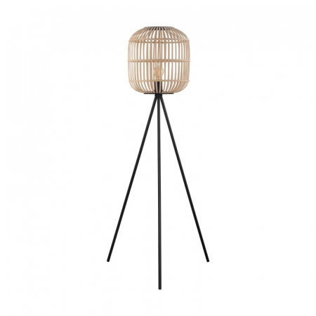 Moderne - Lampadar EGLO Bordesley 43219 E27 1X28W 220-240V,50/60Hz H 1390mm x Ø350mm otel negru lemn natur IP20