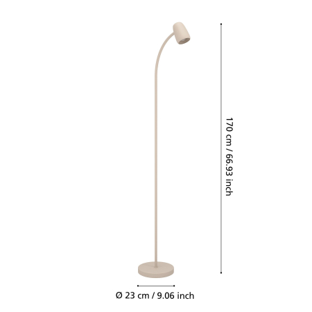 Lampadar EGLO Carlo 902171 E14 1X18W 220-240V,50/60Hz L 0mm x l 85mm x H 1700mm otel sandy  IP20 [1]