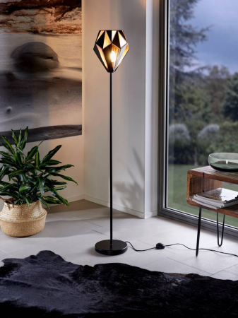 Lampadar EGLO Carlton 1 49994 E27 1X60W 220-240V,50/60Hz H 1525mm x Ø255mm otel negru/cupru  IP20 [3]