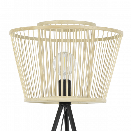 Lampadar EGLO Hykeham 43855 E27 1X40W 220-240V,50/60Hz H 1295mm x Ø380mm otel negru lemn natur IP20 [1]