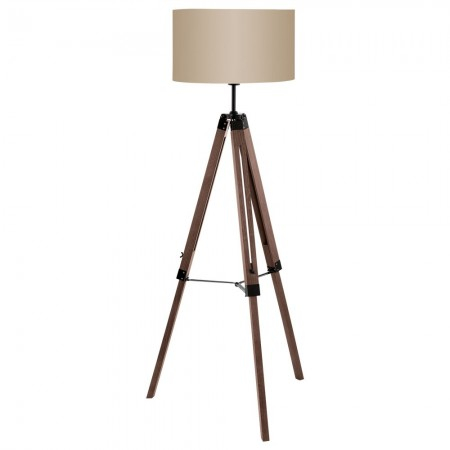 BLACK FRIDAY 2024 - Lampadar Eglo Lantada, textil grej, lemn de nuc, 1XE27, H.143 cm, 94326