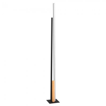EGLO INTERIOR - Lampadar Eglo Panagria, negru mat, lemn natur, LED, 12W, 2880 lumeni, alb cald 3000K, 900493