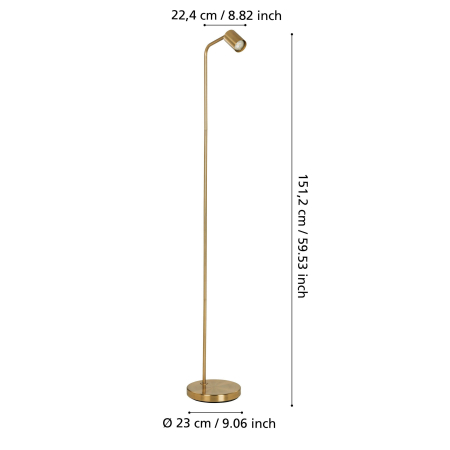 Lampadar EGLO Rigomagno 901866 GU10 1X5W 220-240V,50/60Hz L 265mm x l 230mm x H 1510mm otel alama periata  IP20 [2]