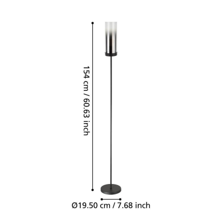 Lampadar EGLO Toothill 44004 E27 1X40W 220-240V,50/60Hz H 1535mm x Ø105mm otel negru sticla vaporizata negru transparent IP20 [2]