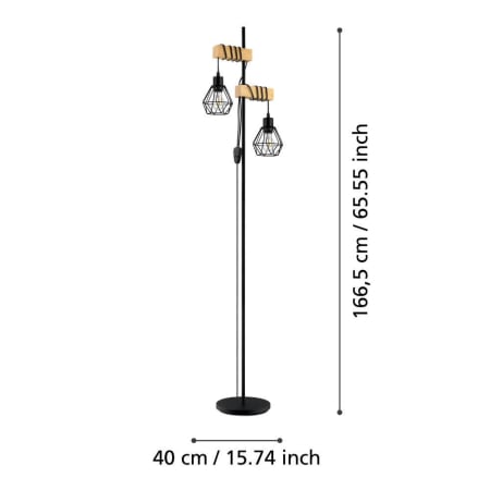 Lampadar EGLO Townshend 5 44081 E27 2X60W 220-240V,50/60Hz L 400mm x l 250mm x H 1665mm otel/lemn negru/maro  IP20 [2]