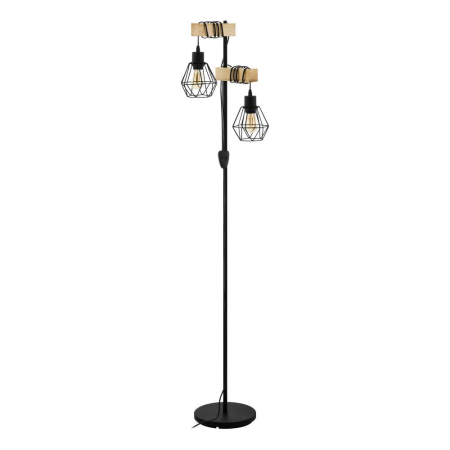 Lampadar EGLO Townshend 5 44081 E27 2X60W 220-240V,50/60Hz L 400mm x l 250mm x H 1665mm otel/lemn negru/maro  IP20