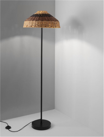 Lampadar Nova Luce CARO 9586529 E27 1x12W    Natural Rattan Black BroW n Black Fabric W ire & Base Cable  IP20 [4]