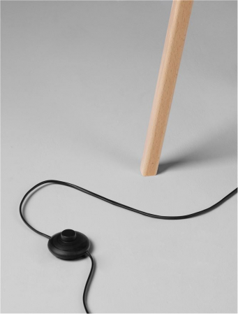 Lampadar Nova Luce PLETTE 9586528 E27 1x12W    Dried Water Hyacinth Natural W ood Base Black Fabric W ire Cable  IP20 [6]