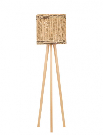 Moderne - Lampadar Nova Luce PLETTE 9586528 E27 1x12W    Dried Water Hyacinth Natural W ood Base Black Fabric W ire Cable  IP20