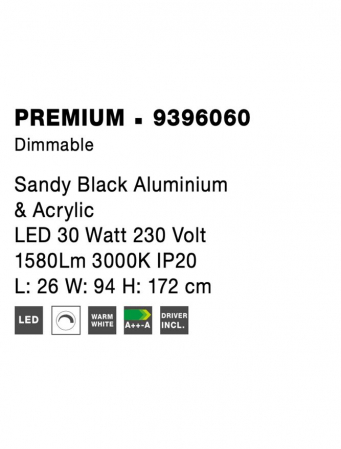 Lampadar Nova Luce PREMIUM LED 30W 1580lm 3000K  Sandy Black Aluminium& Acrylic IP20 [8]