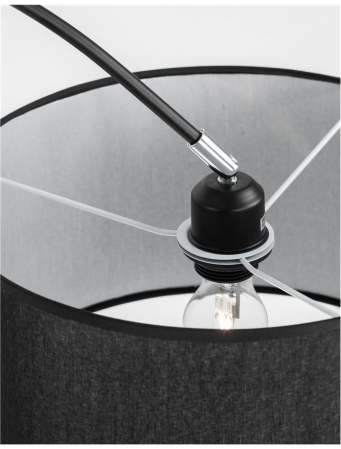 Lampadar Nova Luce SAMA E27 1x12W   Black Fabric Shade Black Aluminium Base  IP20 [6]