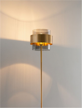 Lampadar Nova Luce SIANNA E27 1x12W   Smoke Glass & Black Cord & Brass gold Metal IP20 [5]