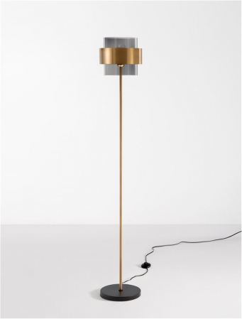 Lampadar Nova Luce SIANNA E27 1x12W   Smoke Glass & Black Cord & Brass gold Metal IP20 [2]