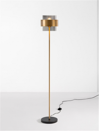 Lampadar Nova Luce SIANNA E27 1x12W   Smoke Glass & Black Cord & Brass gold Metal IP20 [3]