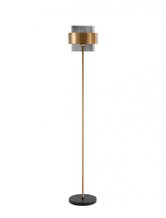 Lampadar Nova Luce SIANNA E27 1x12W   Smoke Glass & Black Cord & Brass gold Metal IP20