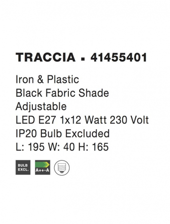 Lampadar Nova Luce TRACCIA E27 1x12W   Iron & Plastic Black Fabric Shade IP20 [3]