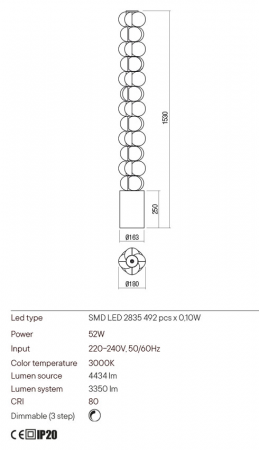Lampadar REDO JACO 01-2691 LED SAND BLACK 52W 3350 lm 3000K 20 [2]