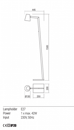 Lampadar REDO Mingo  01-1556 E27 1x42W Nedimabil IP20 Alb Mat [2]