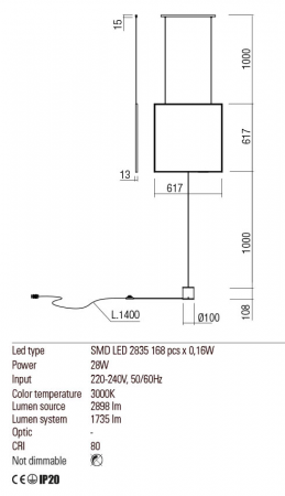 Lampadar REDO Slick 01-2133 LED 28W h2617 1735lm 3000K IP20 Nedimabil Auriu Mat [1]