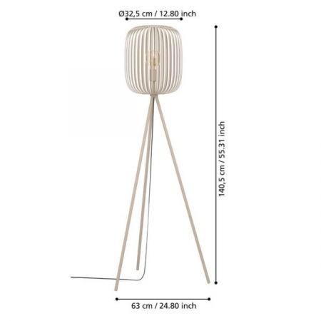Lampadar ROMAZZINA 900523, H1405 mm, Ø325 mm, E27, 1X40W, IP20, oțel culoarea nisipului [1]