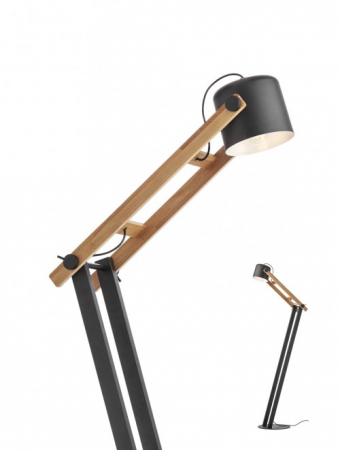 Lampadar SMARTER POOH 01-2405 E27 1x42W Metal Negru mat/Lemn Fag Natur IP20