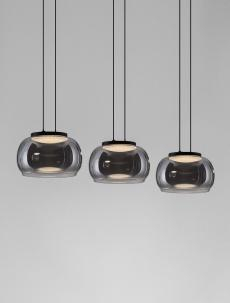 ILUMINAT - Lustra Nova Luce BIOS 9416955 Triac Dimmable Matt Black Metal & Smoky Gray Glass LED 25W 1515lm 3000K IP20
