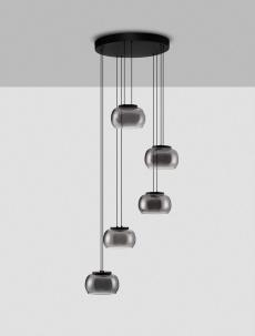 Lustra Nova Luce BIOS 9416956 Triac Dimmable Matt Black Metal & Smoky Gray Glass LED 41W 2140lm 3000K IP20 [1]