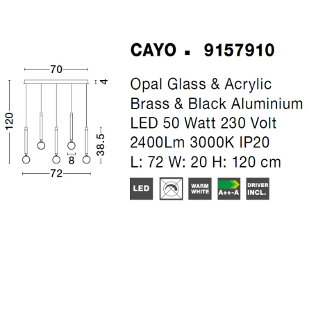 Lustra CAYO Nova Luce 9157910 LED 50 W, 2400 lm, 3000K IP20 Black [1]