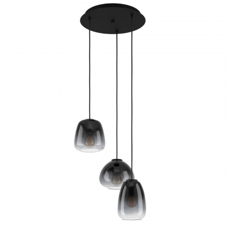 BLACK FRIDAY - Lustra EGLO AGUILARES 900196, E27 3X40W Ø430, Negru-Gri-transparent