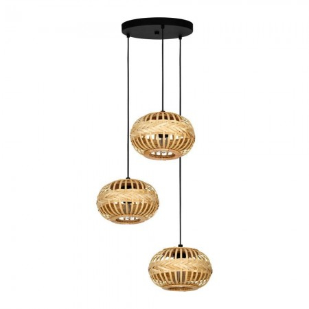 BLACK FRIDAY 2024 - Lustra Eglo Amsfield, lemn, 3XE27, D.48 cm, 43864