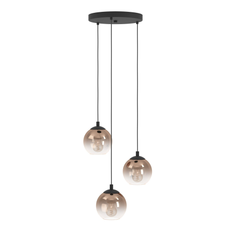 Lustra EGLO Ariscani 1 901925 E27 3X60W 220-240V,50/60Hz H 1100mm x Ø425mm otel negru sticla vaporizata alama IP20 [3]