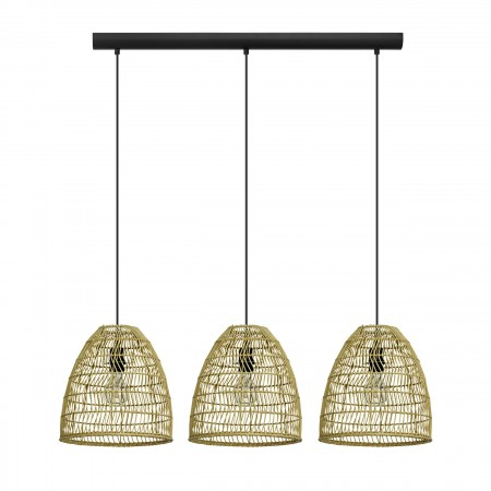 BLACK FRIDAY 2024 - Lustra Eglo Ayesgarth, negru, lemn, 3XE27, H. 110 cm, 43867