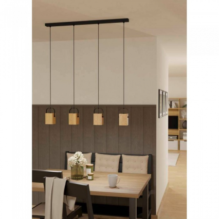 Lustra Eglo Ayles, negru, lemn natur, 4xGU10, L.93 cm, 43748 [2]