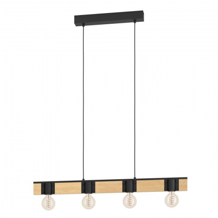 Lustre - Lustră EGLO BAILRIGG 43902, E27, 4X40W, Oțel, lemn, Negru, maro