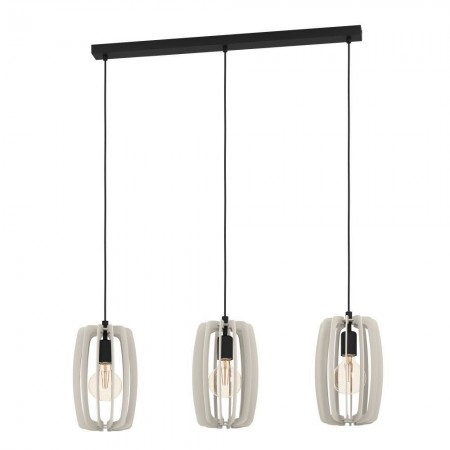 ILUMINAT INTERIOR - Lustra Eglo Bajazzara, gri, lemn, 3XE27, L. 110 cm, 900503
