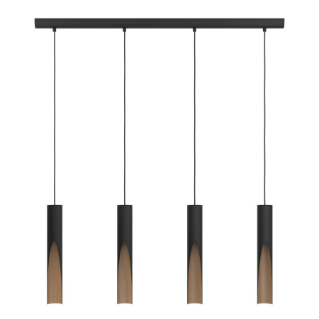 Moderne - Lustra EGLO Barbotto 901733 GU10 4X4,5W 220-240V,50/60Hz L 925mm x l 60mm x H 1100mm otel/lemn negru/maro  IP20