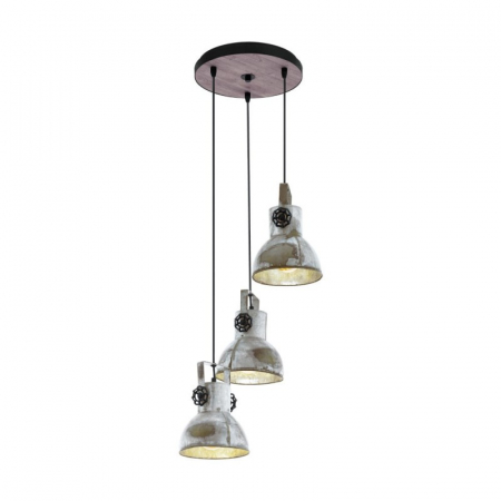 BLACK FRIDAY - Lustra EGLO BARNSTAPLE 49647, E27 3X40W Ø270mm, Negru, zinc uzat, patina maro