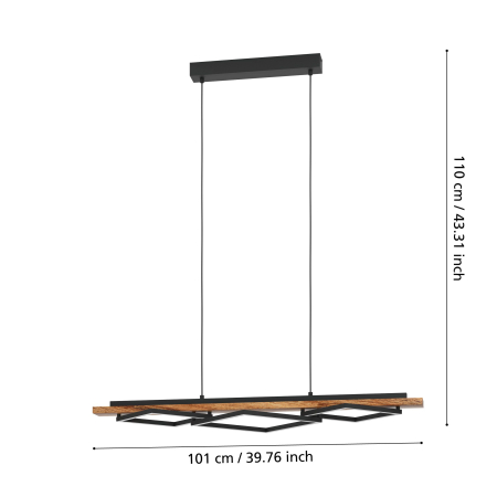 Lustra EGLO Boyal 901933 LED;LED 2X13W;1X16W 3000K lm 220-240V,50/60Hz L 1010mm x l 400mm x H 1100mm otel/lemn negru/maro rustic plastic alb IP20 [1]