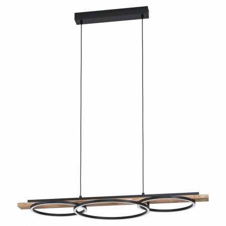 EGLO INTERIOR - Lustra EGLO BOYAL 99624, LED 12W;12W;16W, 5850lm, 3000K, Otel, Lemn, Negru, Maro Rustic, Ceramica, Alb